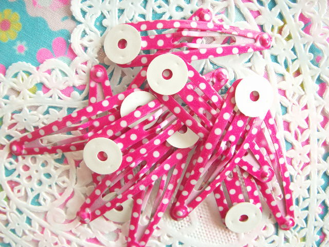 Kawaii Cute Accessories Snap Hair Clip Craft Polka Dot Pink Japan ...