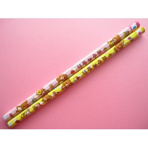 Photo: 2 pcs Kawaii Cute Wooden Pencils Set Rilakkuma Pink & Yellow San-x 