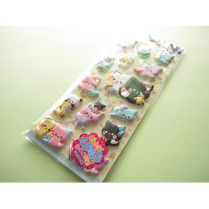 Photo: Kawaii Cute Puffy Stickers Sheet Crux *Fashion Cat (05149)