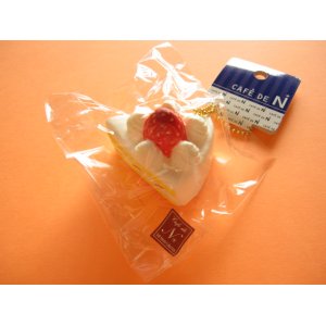 Photo: Cafe de N Squishy Keychain Charm Nic *Strawberry Sponge Cake Double Cream (CDN09-1)