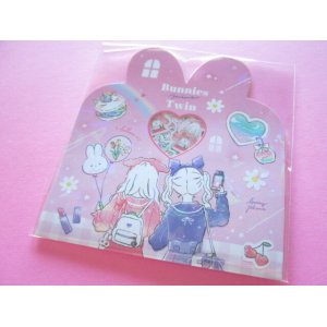 Photo: Kawaii Cute Sticker Flakes Sack Q-LiA *Bunnies Twin (61081)