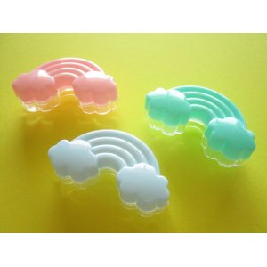 Photo: 3 pcs Kawaii Cute Mini Plastic Cases Set *Rainbow & Clouds