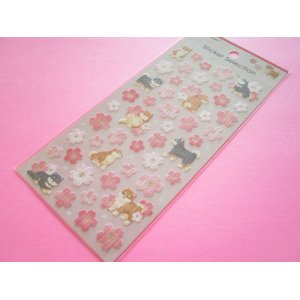 Photo: Kawaii Cute Stickers Sheet Cherry Blossom Gaia *Shiba & Cherry Blossom (466771-1)