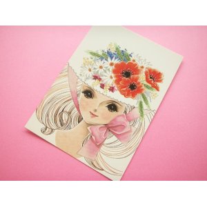 Photo: Japanese Retro Illustration Postcard Cute Girl Miyako *11