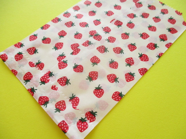 Photo: 10 pcs Kawaii Cute Strawberry Design Flat Paper  Bags Set *Size M