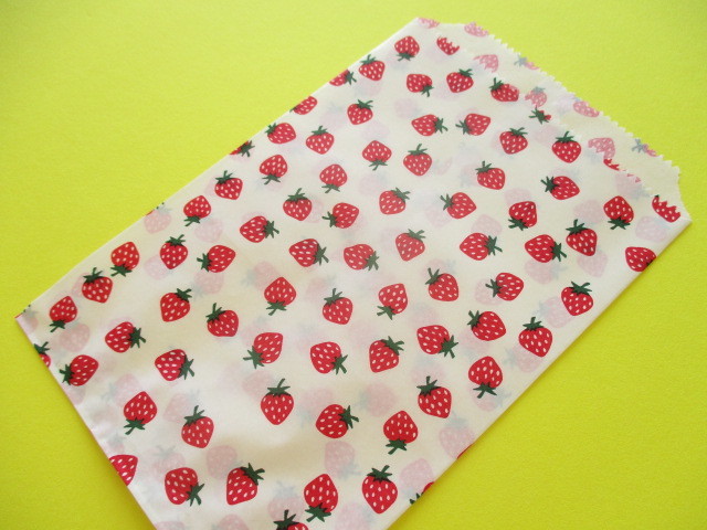 Photo: 10 pcs Kawaii Cute Strawberry Design Flat Paper  Bags Set *Size M