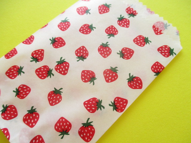 Photo: 15 pcs Kawaii Cute Strawberry Design Flat Paper  Bags Set *Size S