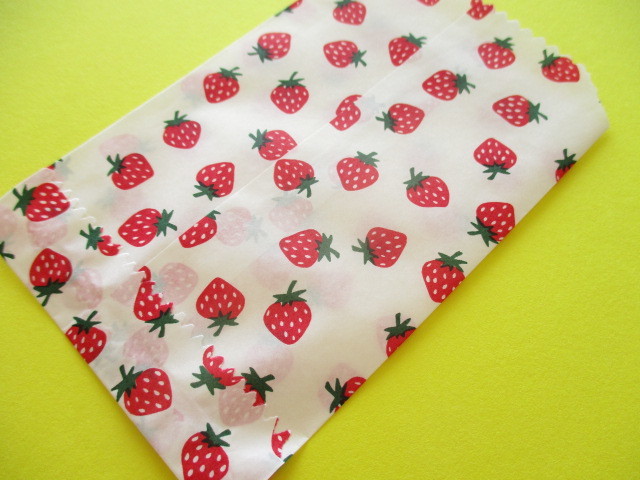 Photo: 15 pcs Kawaii Cute Strawberry Design Flat Paper  Bags Set *Size S