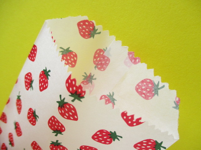 Photo: 15 pcs Kawaii Cute Strawberry Design Flat Paper  Bags Set *Size S