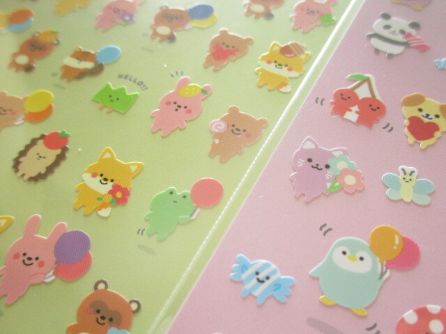 Photo: 2 × Kawaii Cute Stickers Sheets Set Gaia *Animal 1 & 2 (466413)