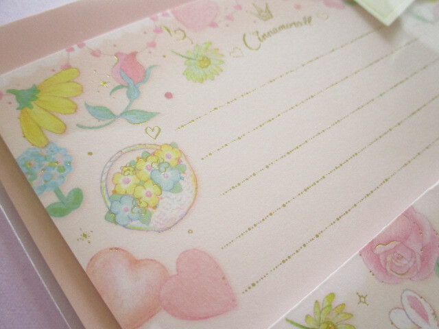 Photo: Kawaii Cute Letter Set Cinnamoroll × たけいみき (Takei Miki) Sanrio *Pastel Bouquet (LS-15652)