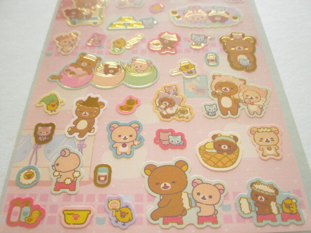 Photo: Kawaii Cute Stickers Sheet Rilakkuma San-x *Kitten Hot Spring (SE58701)