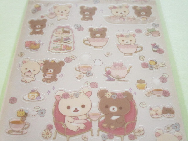 Photo: Kawaii Cute Stickers Sheet Rilakkuma San-x *Kori-Kogu Flower Tea Time (SE59901)