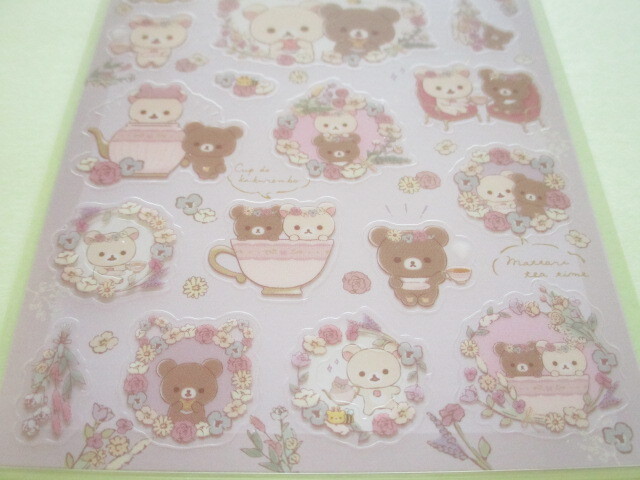 Photo: Kawaii Cute Stickers Sheet Rilakkuma San-x *Kori-Kogu Flower Tea Time (SE59902)