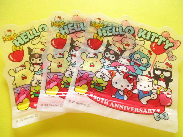 Photo: 3 pcs Kawaii Cute Sanrio Characters Die-Cut Zipper Bags Set *Hello Kitty 50th Anniversary (38498)