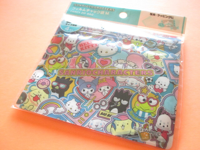 Photo1: 4 pcs Kawaii Cute Sanrio Characters B7 Zipper Bags Set *Sticker (38367)