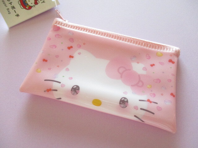 Photo1: Kawaii Cute Hello Kitty 50th Anniversary Small Flat Vinyl Pouch Sanrio *Hello Kitty (38965)