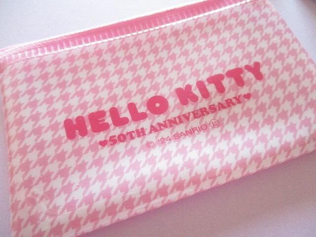 Photo: Kawaii Cute Hello Kitty 50th Anniversary Small Flat Vinyl Pouch Sanrio *Hello Kitty (38964)