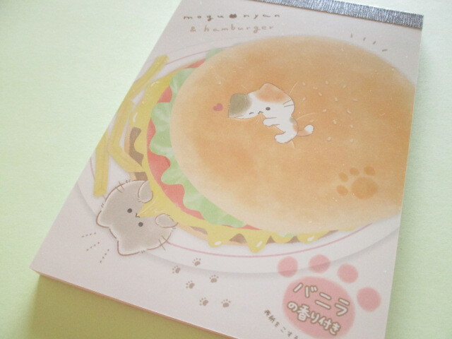 Photo1: Kawaii Cute Large Memo Pad Mogu♡nyan Kamio Japan *Hamburger (219571)