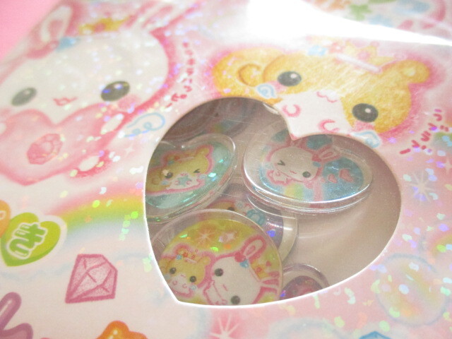 Photo: Kawaii Cute Ohajiki Disc Sticker Flakes Sack Crux *フワフワらびちゃん-Pink (123622)