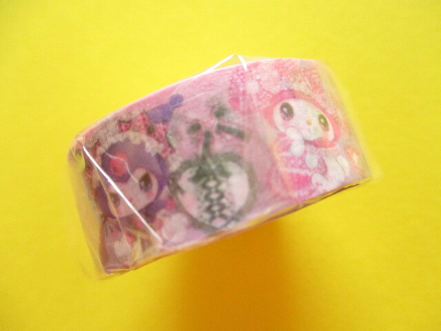 Photo: Kawaii Cute Masking Tape Sticker Sanrio Characters × 飴ノ森ふみか Amenomori Fumika Clothes Pin *My Melody & Kuromi (MT-84031)