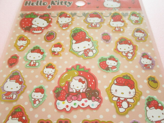 Photo: Kawaii Cute Stickers Sheet Sanrio *Hello Kitty (Strawberry Hat 410704)