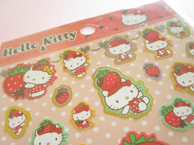 Photo: Kawaii Cute Stickers Sheet Sanrio *Hello Kitty (Strawberry Hat 410704)