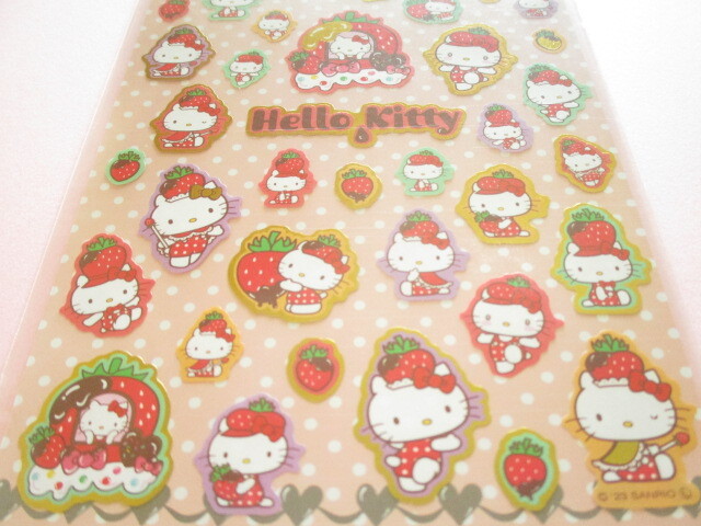 Photo: Kawaii Cute Stickers Sheet Sanrio *Hello Kitty (Strawberry Hat 410704)