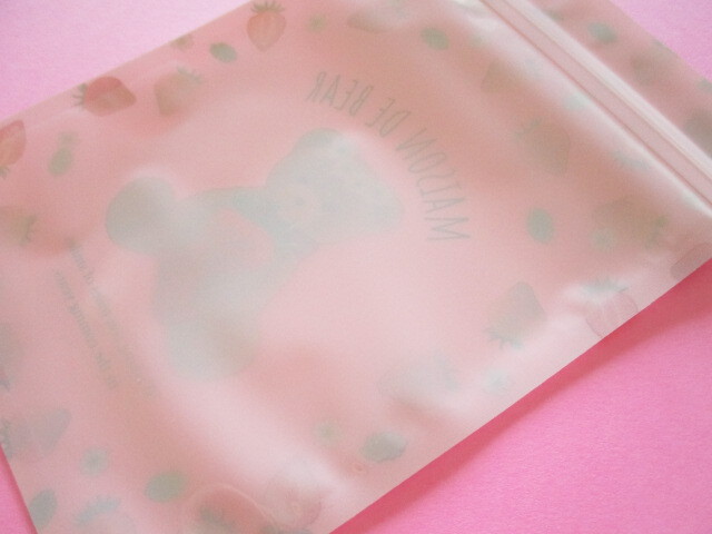 Photo: 5 pcs Kawaii Cute A6 Zipper Bags Set amifa *Strawberry Bear #02 (140484)