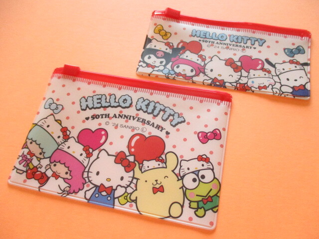 Photo: Kawaii Cute Hello Kitty 50th Anniversary 2pcs Fastener Case Sanrio *Hello Kitty (38850)