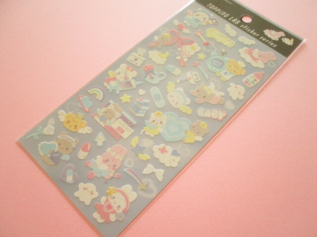 Photo1: Kawaii Cute Topping Lab Stickers Sheet Gaia *Angel (466742-Blue)