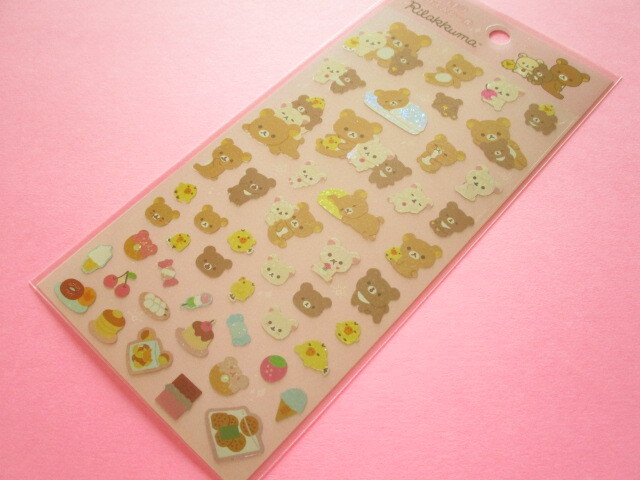 Photo1: Kawaii Cute Kirakira Prism Stickers Sheet San-x *Rilakkuma (SE63702)