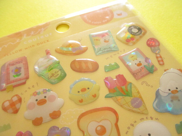 Photo: Kawaii Cute Melty Couleur Candy Stickers Sheet Q-Lia *Yellow with Duck (91058)