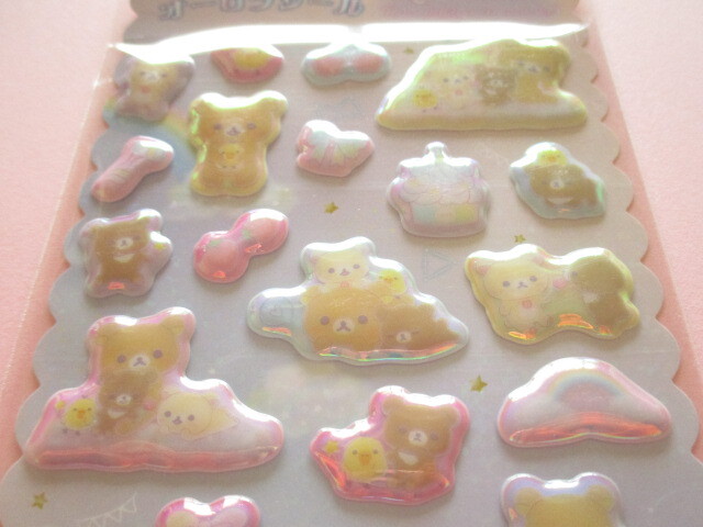 Photo: Kawaii Cute ぷくっとオーロラ Puffy Stickers Sheet San-x *Rilakkuma (SE64303)