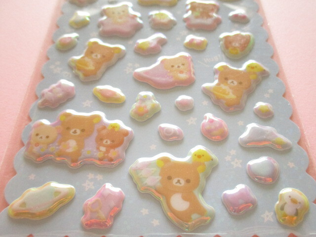 Photo: Kawaii Cute ぷくっとオーロラ Puffy Stickers Sheet San-x *Rilakkuma (SE64302)