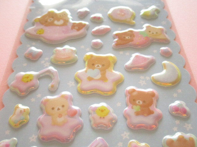 Photo: Kawaii Cute ぷくっとオーロラ Puffy Stickers Sheet San-x *Rilakkuma (SE64302)