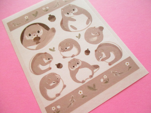 Photo: Kawaii Cute Tracing Die Cut Seals Set Kyowa *Japanese dwarf flying squirrel  (62-E67)