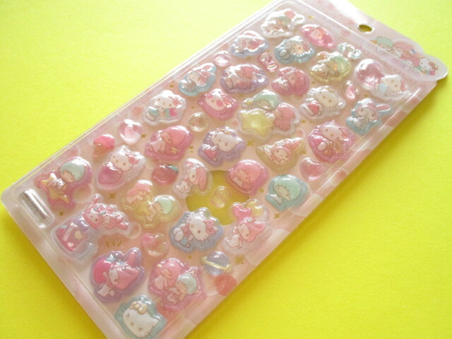 Photo1: Kawaii Cute うるちゅる Pop Stickers Sheet Crux *Hello Kitty/ Little Twin Stars/ My Melody (125917)