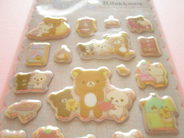 Photo: Kawaii Cute ぷくっとオーロラ Puffy Stickers Sheet San-x *Rilakkuma (SE64301)