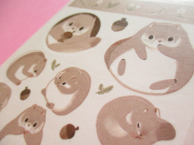 Photo: Kawaii Cute Tracing Die Cut Seals Set Kyowa *Japanese dwarf flying squirrel  (62-E67)