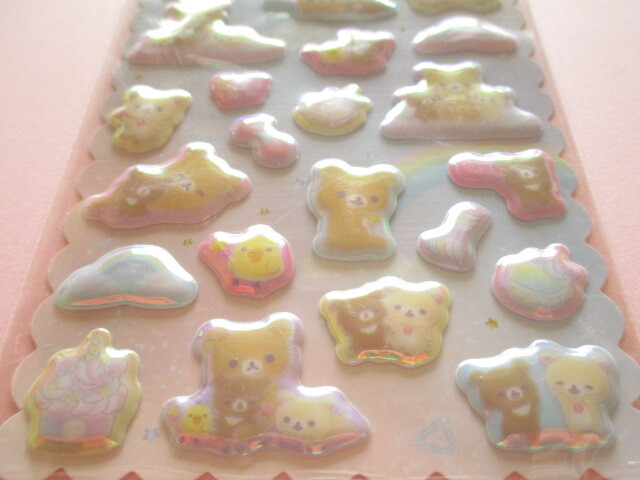 Photo: Kawaii Cute ぷくっとオーロラ Puffy Stickers Sheet San-x *Rilakkuma (SE64303)