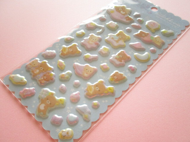 Photo1: Kawaii Cute ぷくっとオーロラ Puffy Stickers Sheet San-x *Rilakkuma (SE64302)