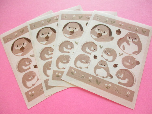 Photo: Kawaii Cute Tracing Die Cut Seals Set Kyowa *Japanese dwarf flying squirrel  (62-E67)