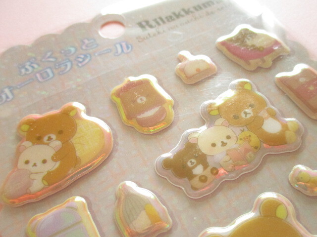 Photo: Kawaii Cute ぷくっとオーロラ Puffy Stickers Sheet San-x *Rilakkuma (SE64301)