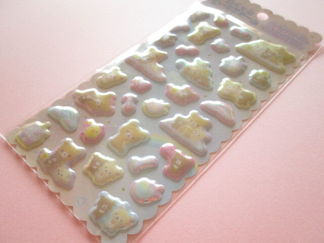 Photo1: Kawaii Cute ぷくっとオーロラ Puffy Stickers Sheet San-x *Rilakkuma (SE64303)