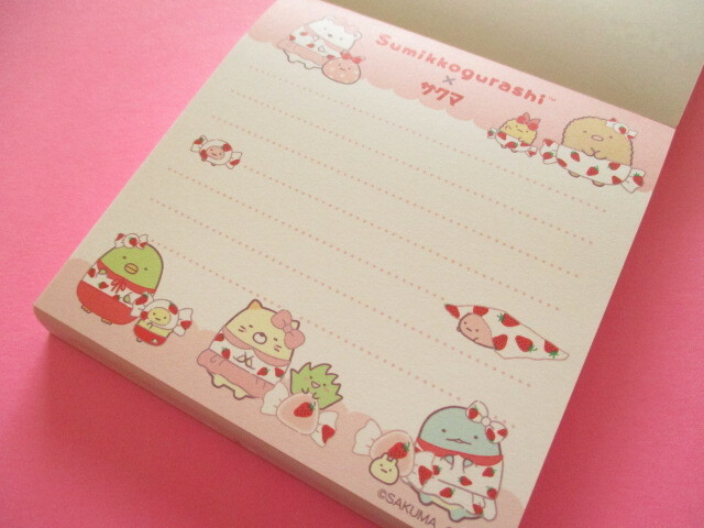 Photo: Kawaii Cute Square Memo Pad Sumikkogurashi San-x *Sakuma Strawberry milk candy (MH24501)