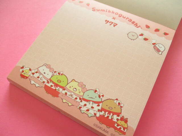 Photo: Kawaii Cute Square Memo Pad Sumikkogurashi San-x *Sakuma Strawberry milk candy (MH24501)