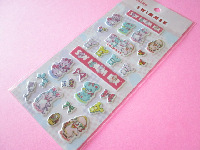 Photo1: Kawaii Cute Puffy Stickers Sheet  *SWIMMER (SE-SW10272)