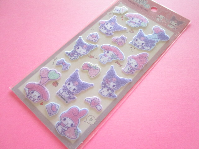 Photo1: Kawaii Cute Felt Stickers Sheet Sanrio *My Melody/ Kuromi (129064)