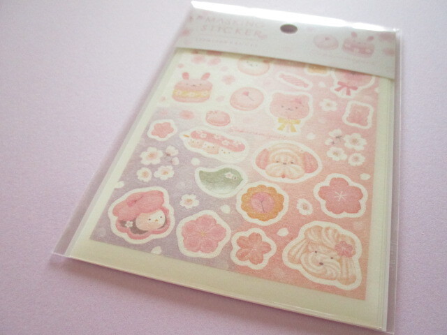 Photo1: Kawaii Cute Masking Stick Seals Stickers Set Kyowa *Cherry blossom Sakura meguri Sweets (62-E69)